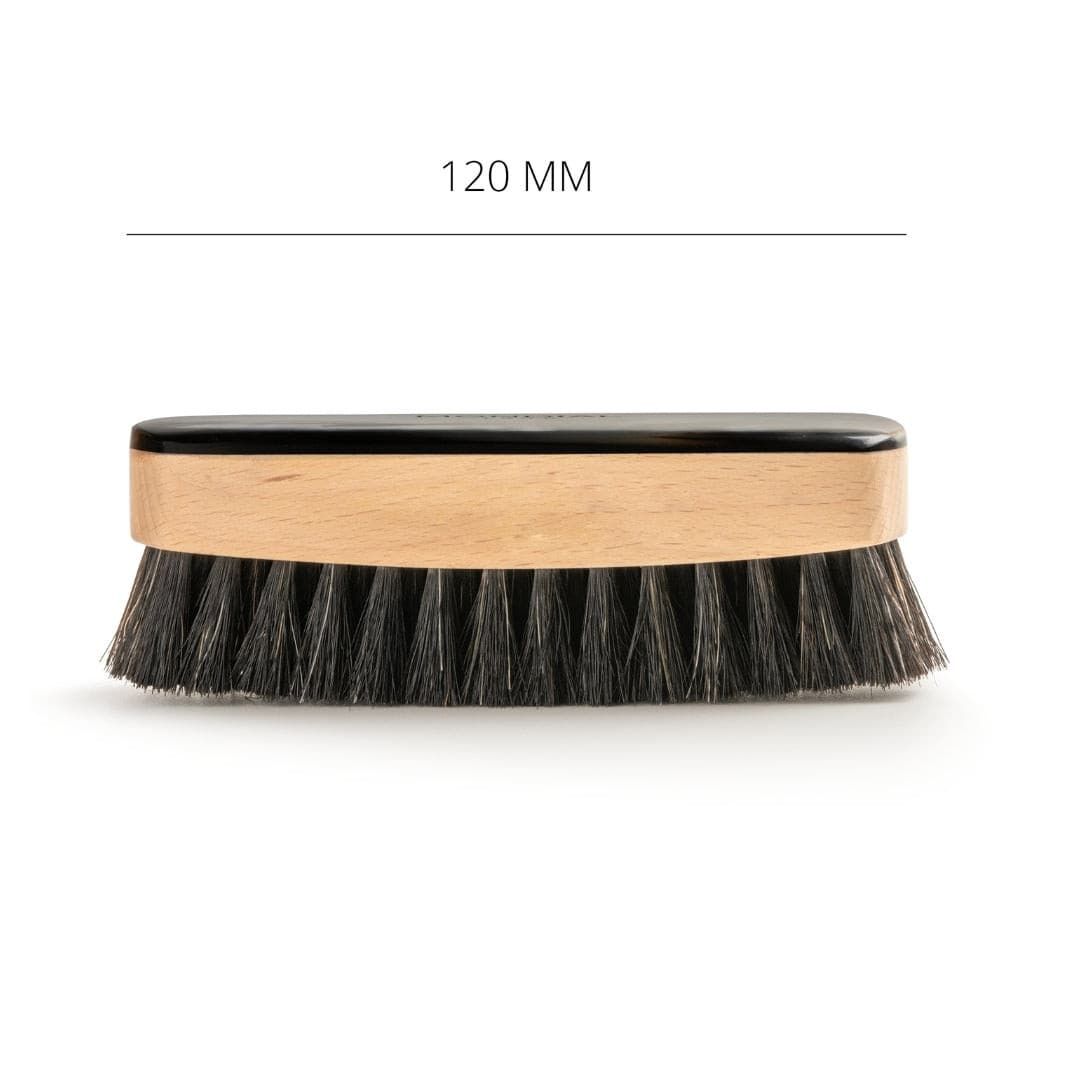 Natural Horn Rectangle Shoe Brush with Black Bristle: 120mm