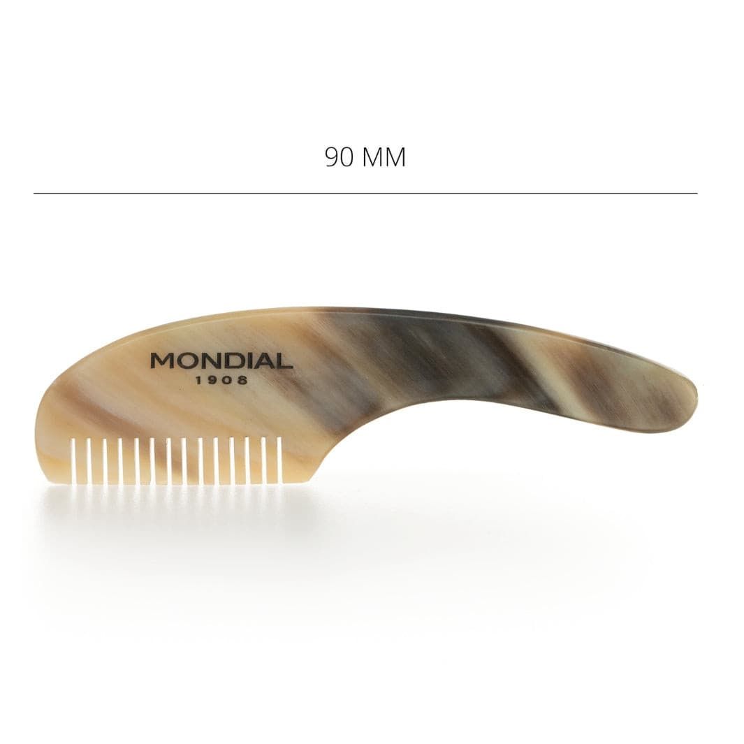 Baffi Natural Horn Moustache Comb with Handle: 90mm