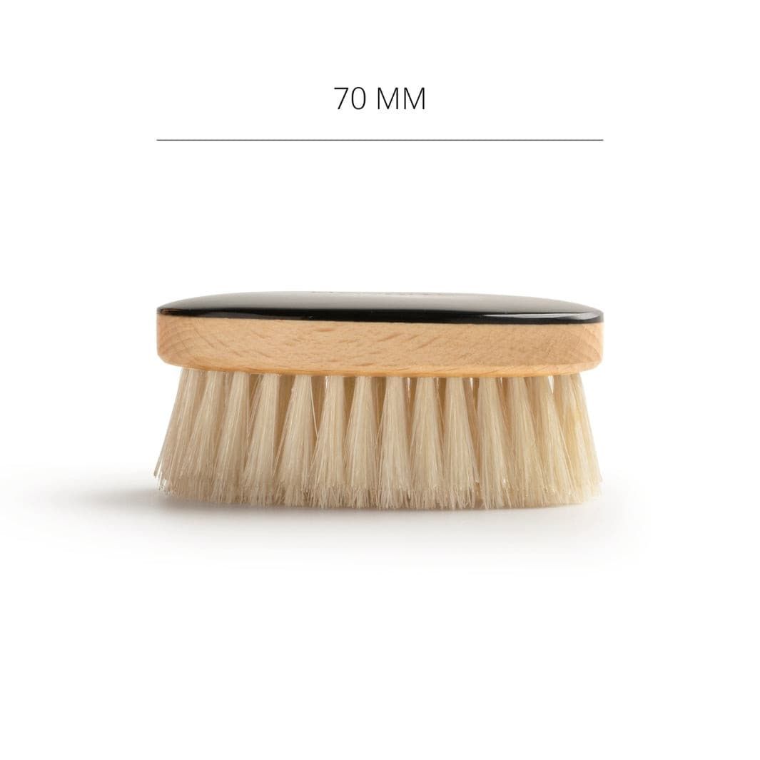 Oval Beard Brush with White Bristle and Ox Horn Handle: 70mm