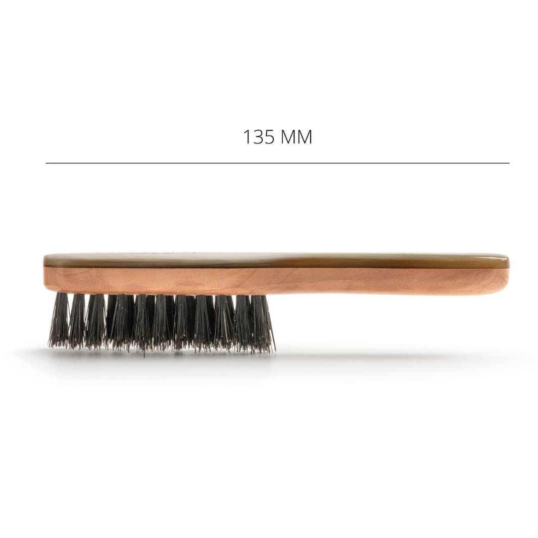 Beard Brush with Horn Handle & Black Bristle: 126mm