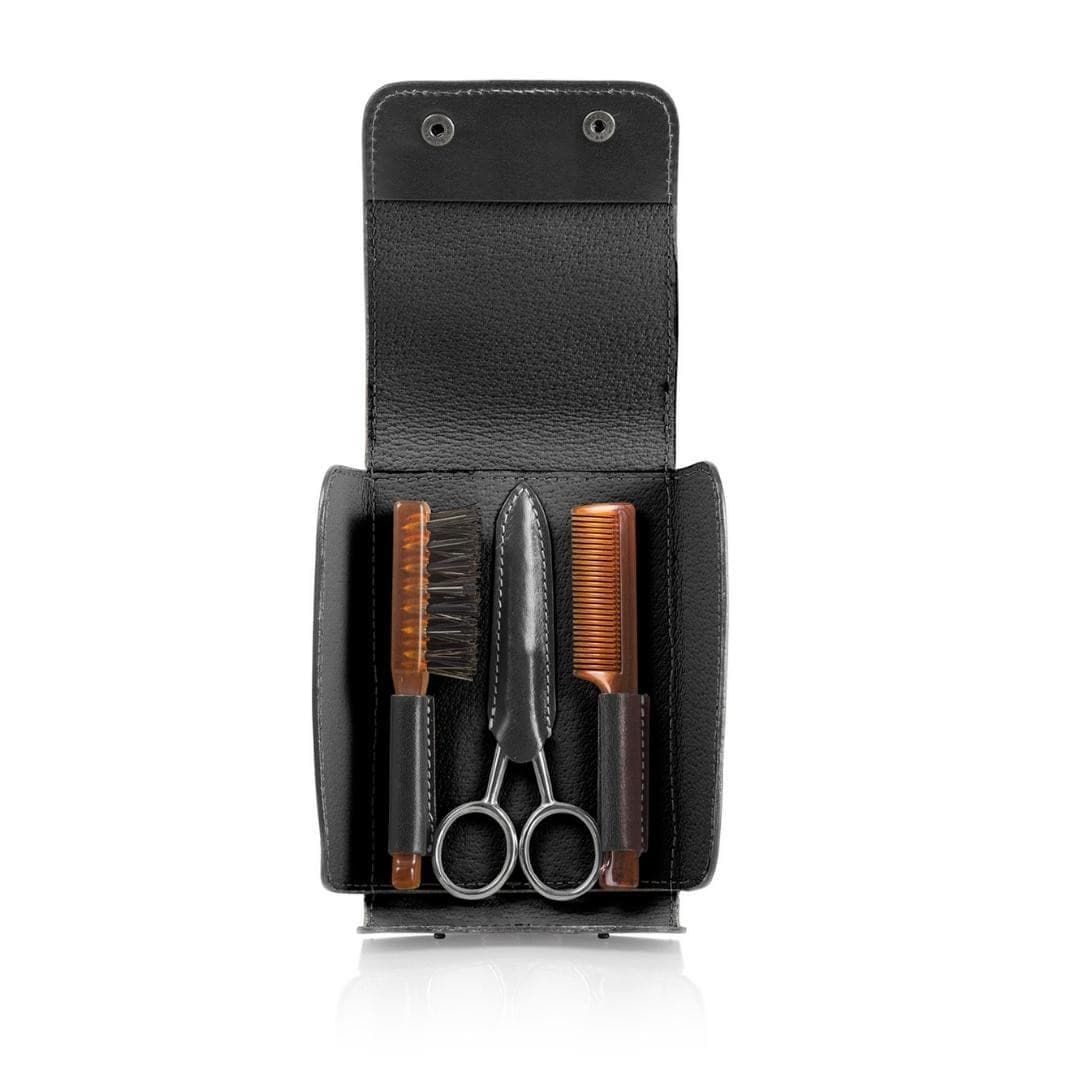 Beard & Moustache Grooming 3-Piece Travel Set in Tuscan Leather