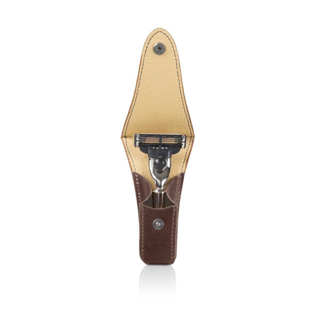 Travel Razor Case in Tuscan Leather - Mini