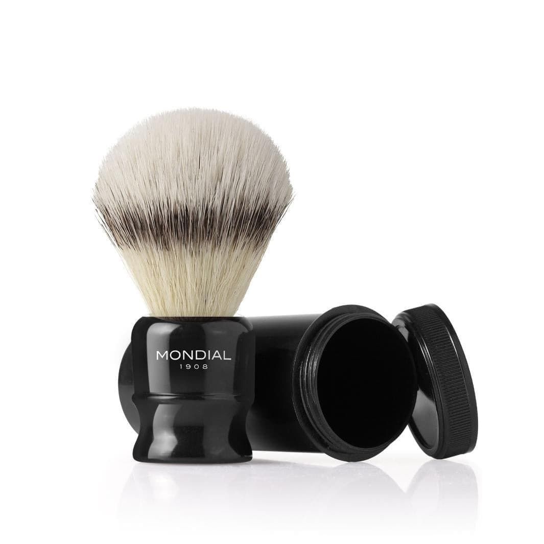Travel Shaving Brush with EcoSilvertip Synthetic & Plastic Travel Tube