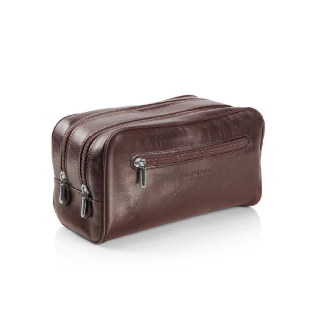 Dual Compartment Toiletry Kit Bag in Tuscan Leather