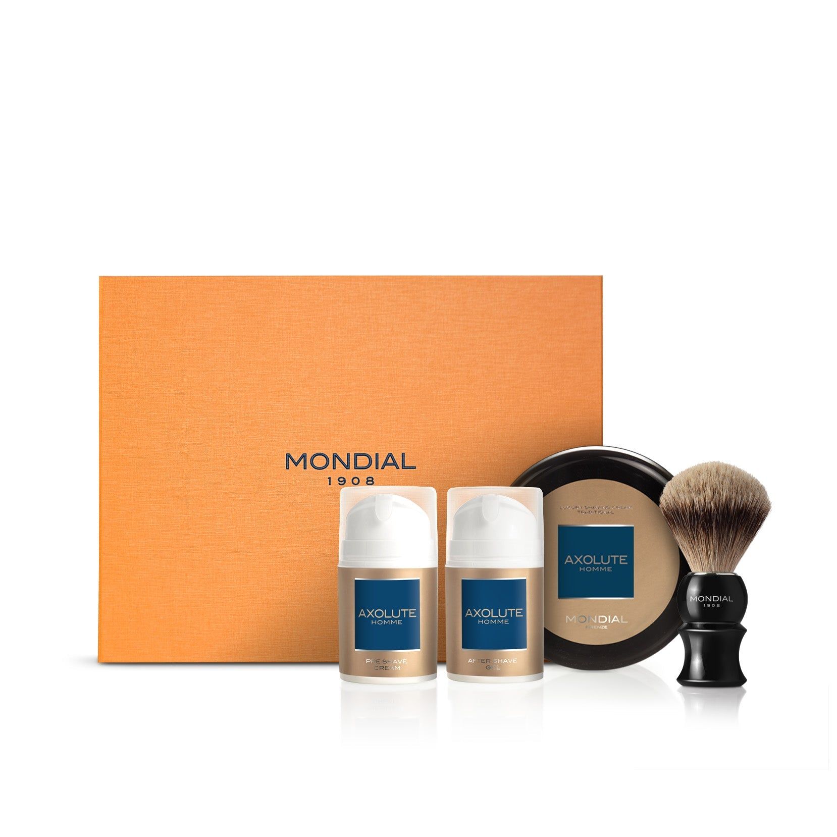 Gift Set Royal: Axolute Pre-Shave Cream, Shaving Cream Vasetto, Aftershave Gel & Pennello Best Badger