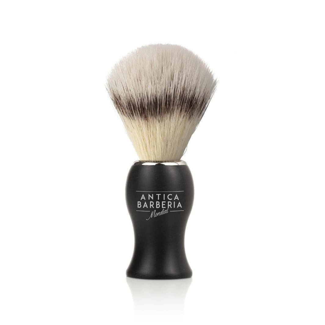 'Panther' Black Brushed Aluminum Lathering Brush with EcoSilvertip Synthetic