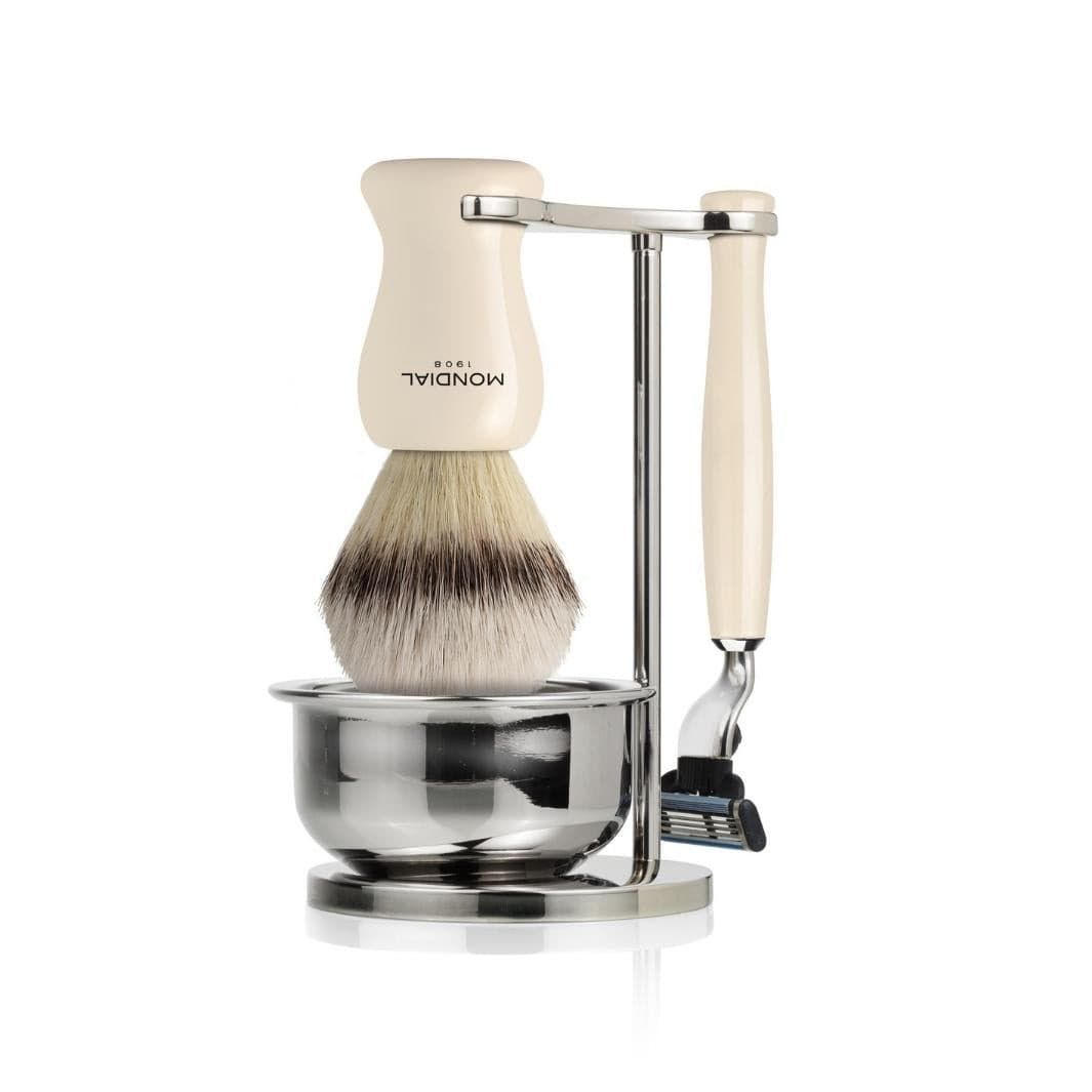Baylis Shaving Set: Chrome Bowl Stand + EcoSilvertip Brush + Cartridge Razor