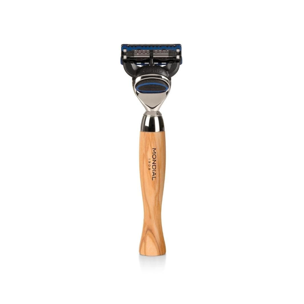 Heritage Olive Shaving Set: Chrome Stand & Bowl + Super Badger Brush + Cartridge Razor