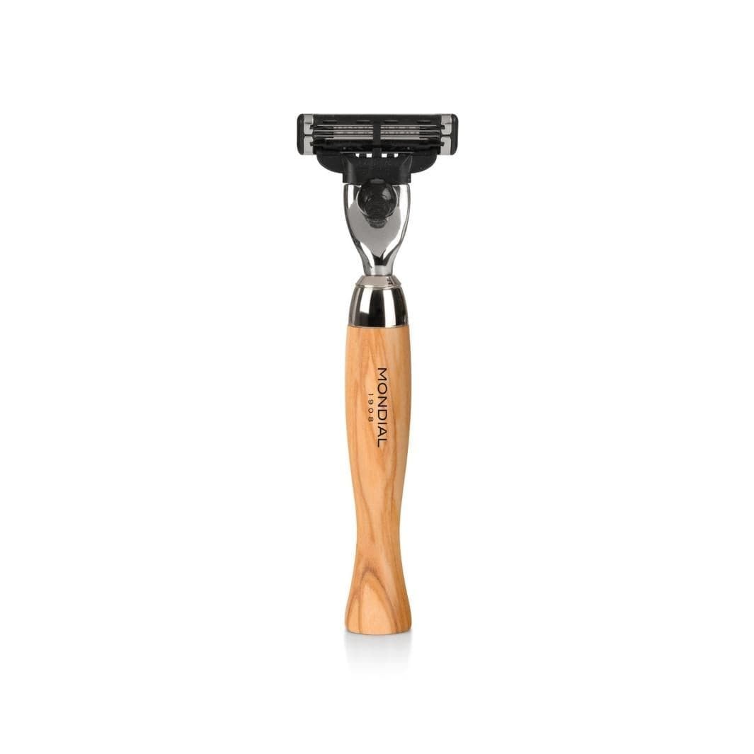 Heritage Olive Shaving Set: Chrome Stand & Bowl + Super Badger Brush + Cartridge Razor