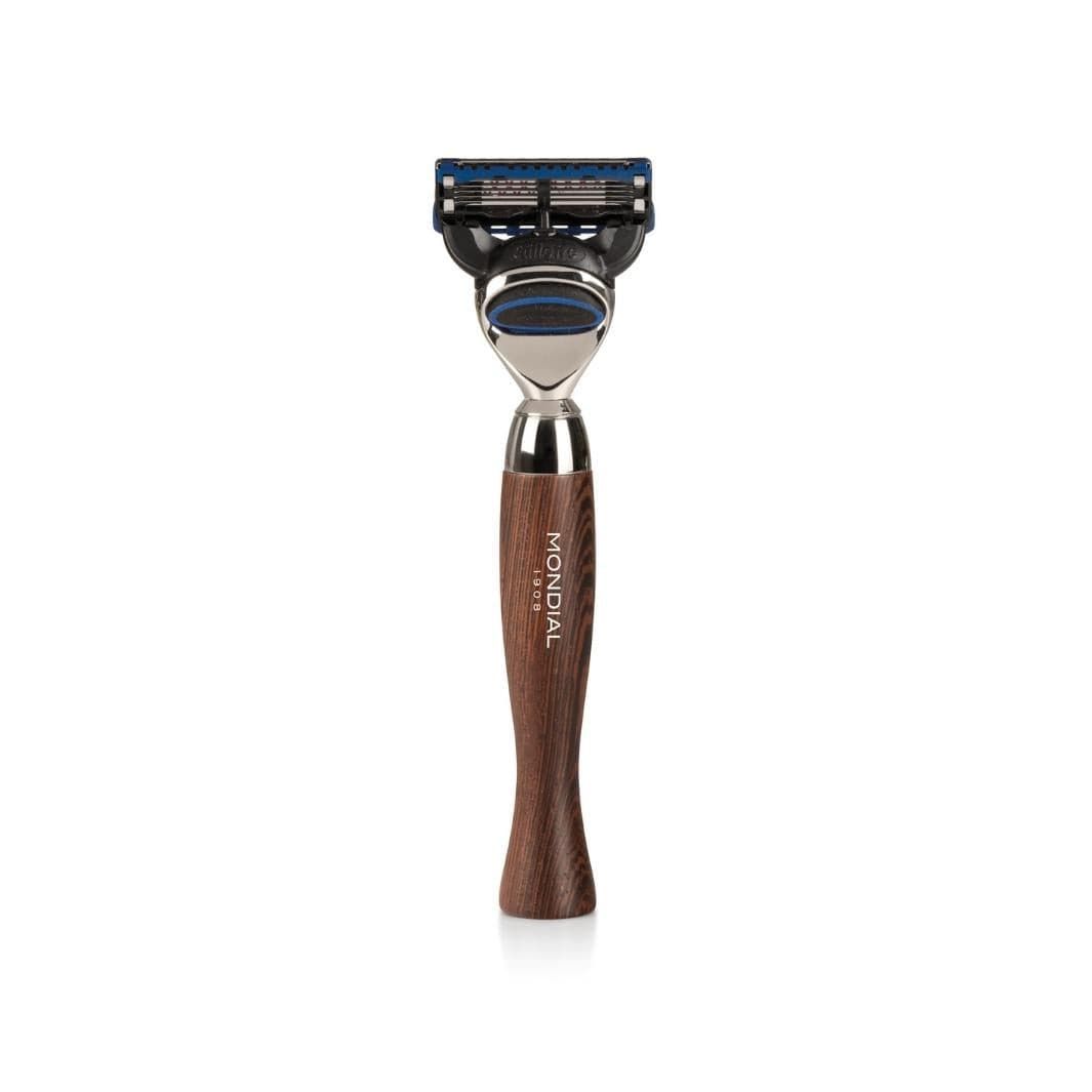 Heritage Wengé Shaving Set: Chrome Stand & Bowl + Super Badger Brush + Cartridge Razor