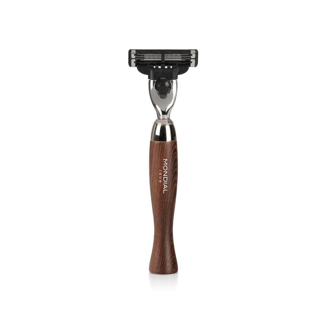 Heritage Wengé Shaving Set: Chrome Stand & Bowl + Super Badger Brush + Cartridge Razor