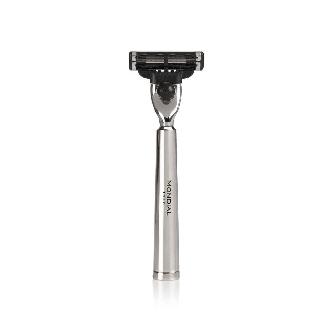 Vespucci Nickel Shaving Set: Chrome Stand & Bowl + Super Badger Brush + Razor