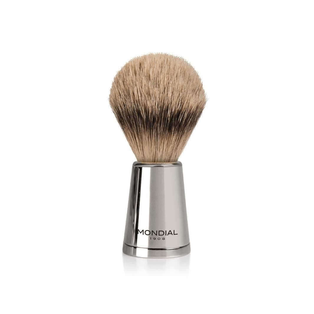 Vespucci Nickel Shaving Set: Chrome Stand & Bowl + Super Badger Brush + Razor