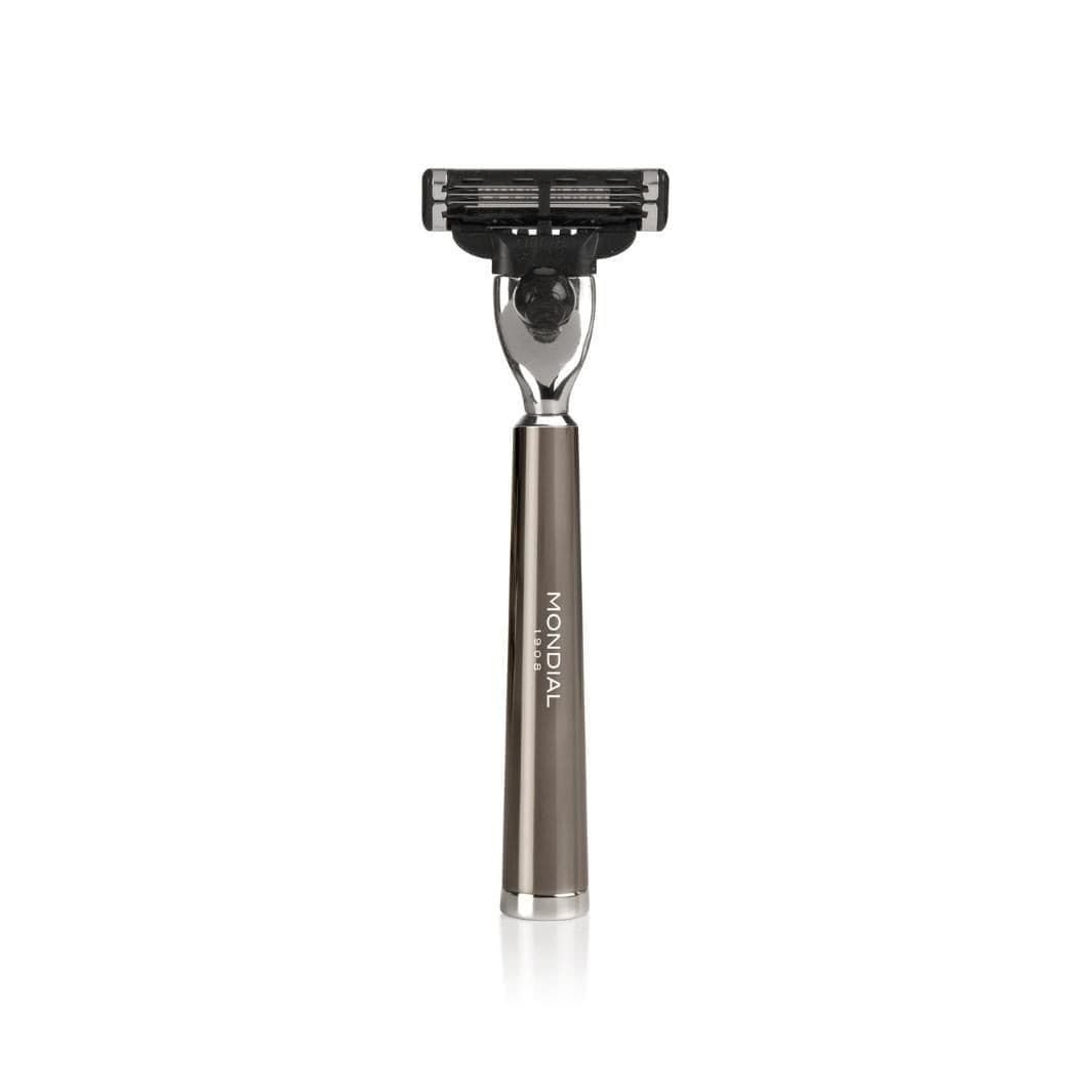 Vespucci Ruthenium Shaving Set: Chrome Stand & Bowl + Super Badger Brush + Razor