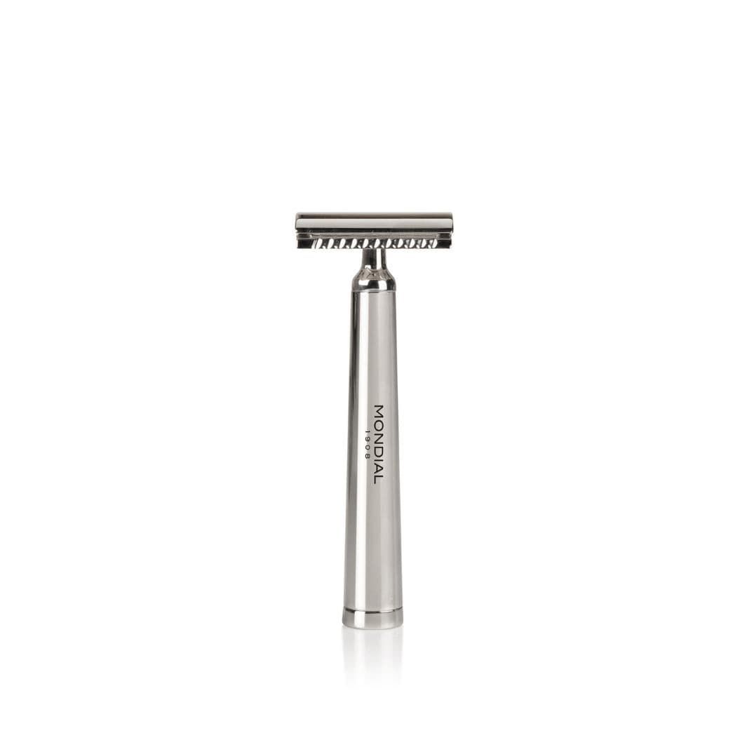 Vespucci Nickel Shaving Set: Chrome Stand & Bowl + Super Badger Brush + Safety Razor