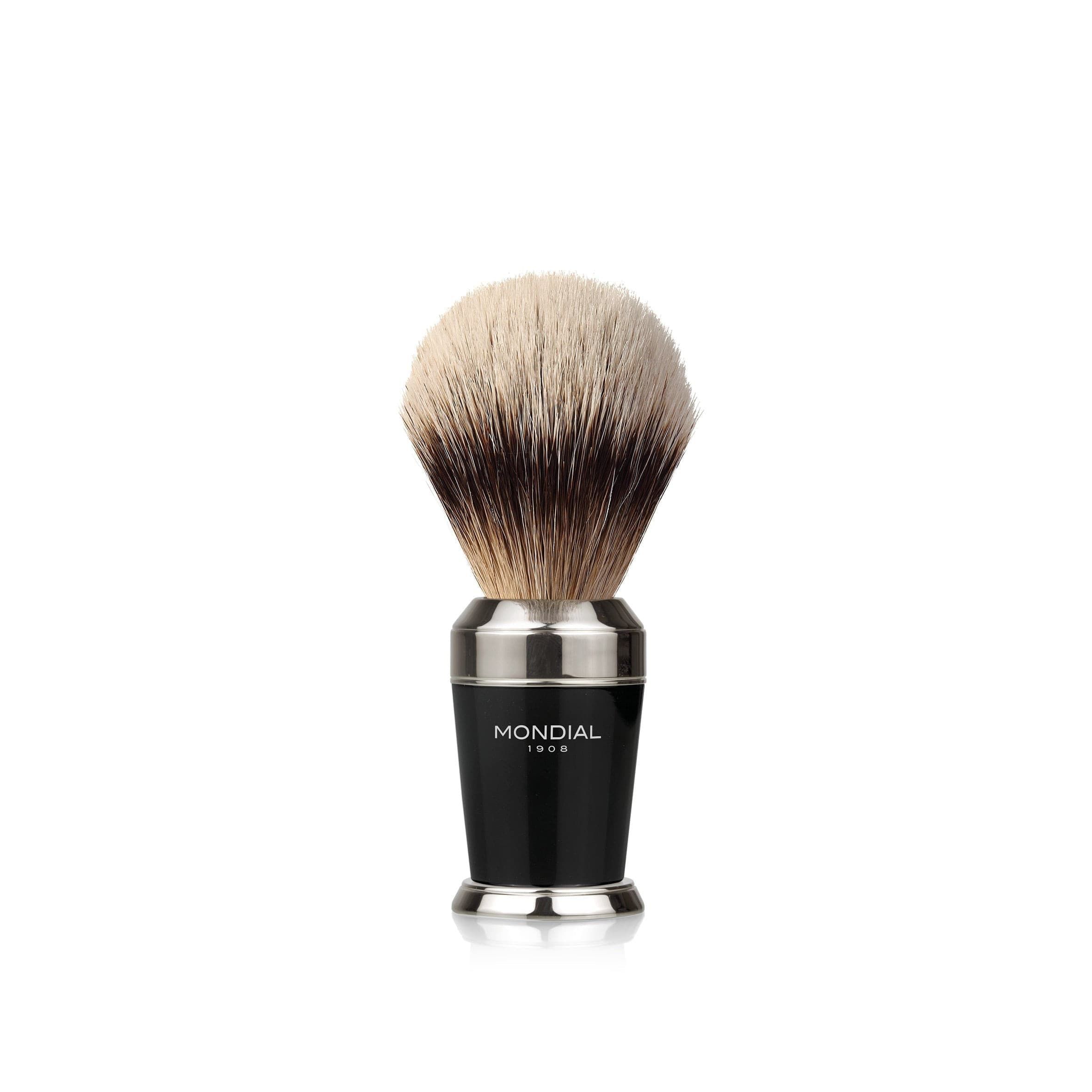 Premium Black Shaving Set: Chrome Stand & Bowl + Super Badger Brush + Cartridge Razor