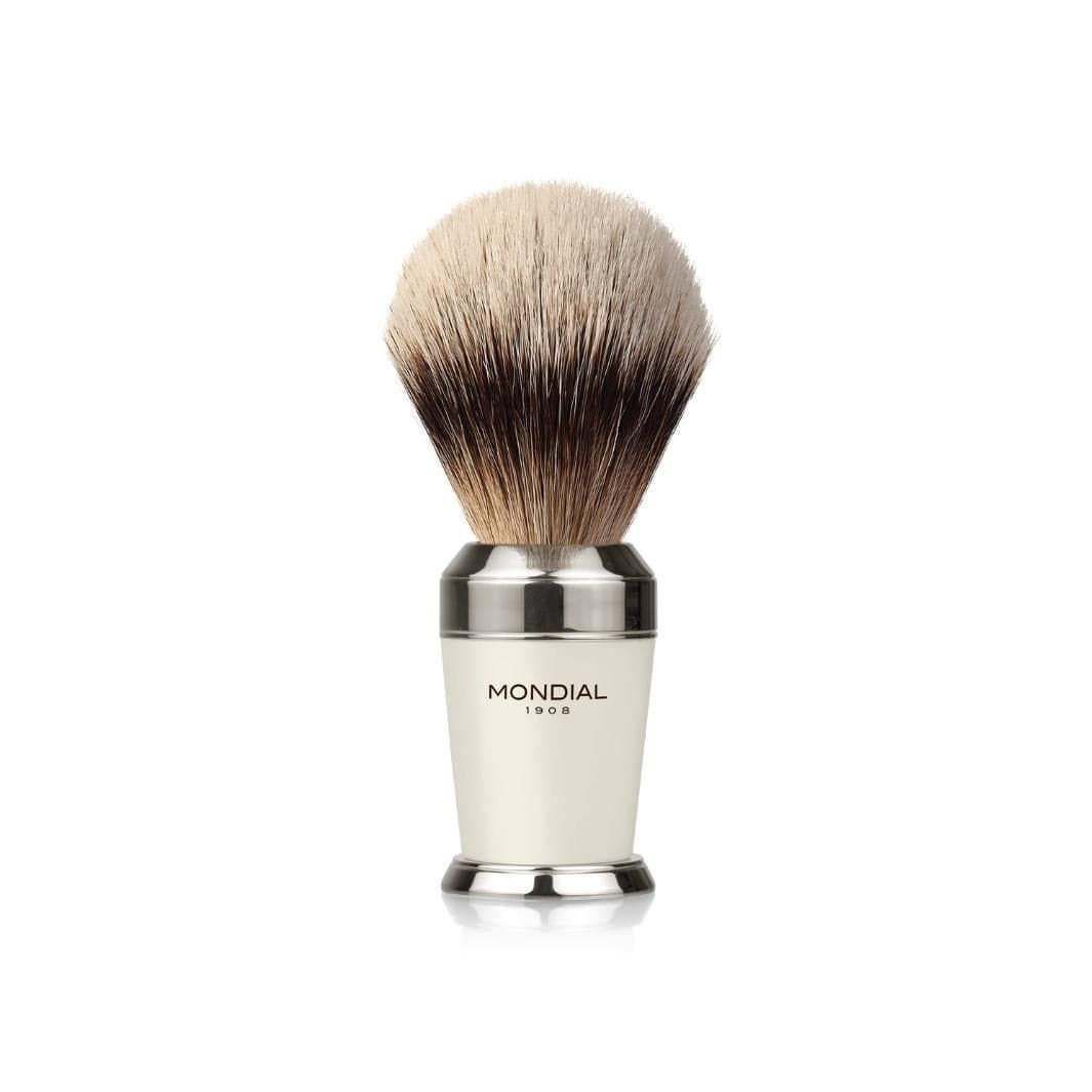 Premium White Shaving Set: Chrome Stand & Bowl + Super Badger Brush + Cartridge Razor