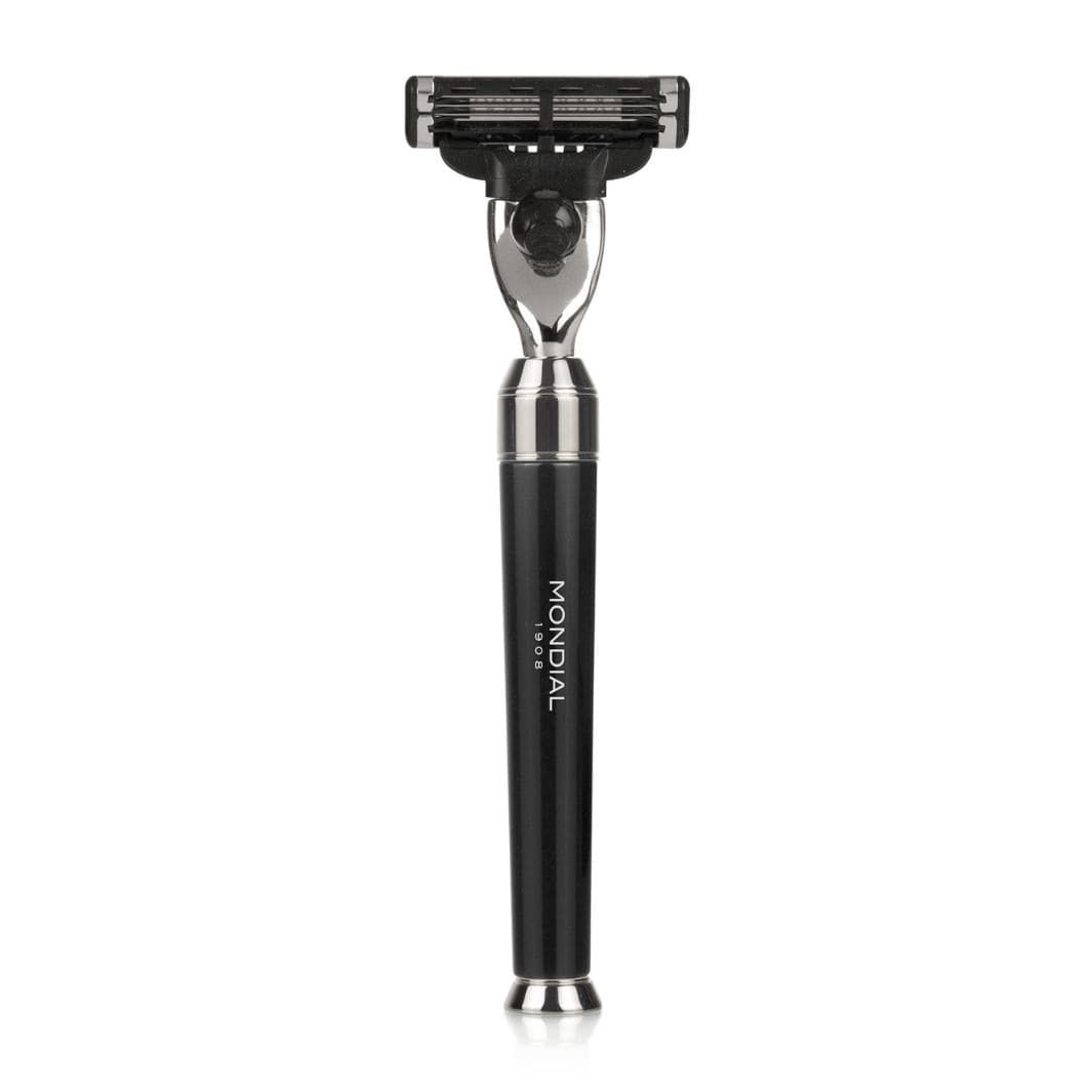 Premium Cartridge Razor Handle in Black Resin & Chrome