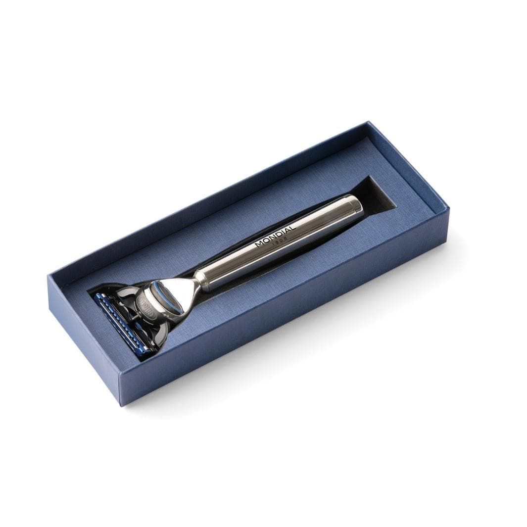 Vespucci Cartridge Razor Handle in Shiny Nickel Metal