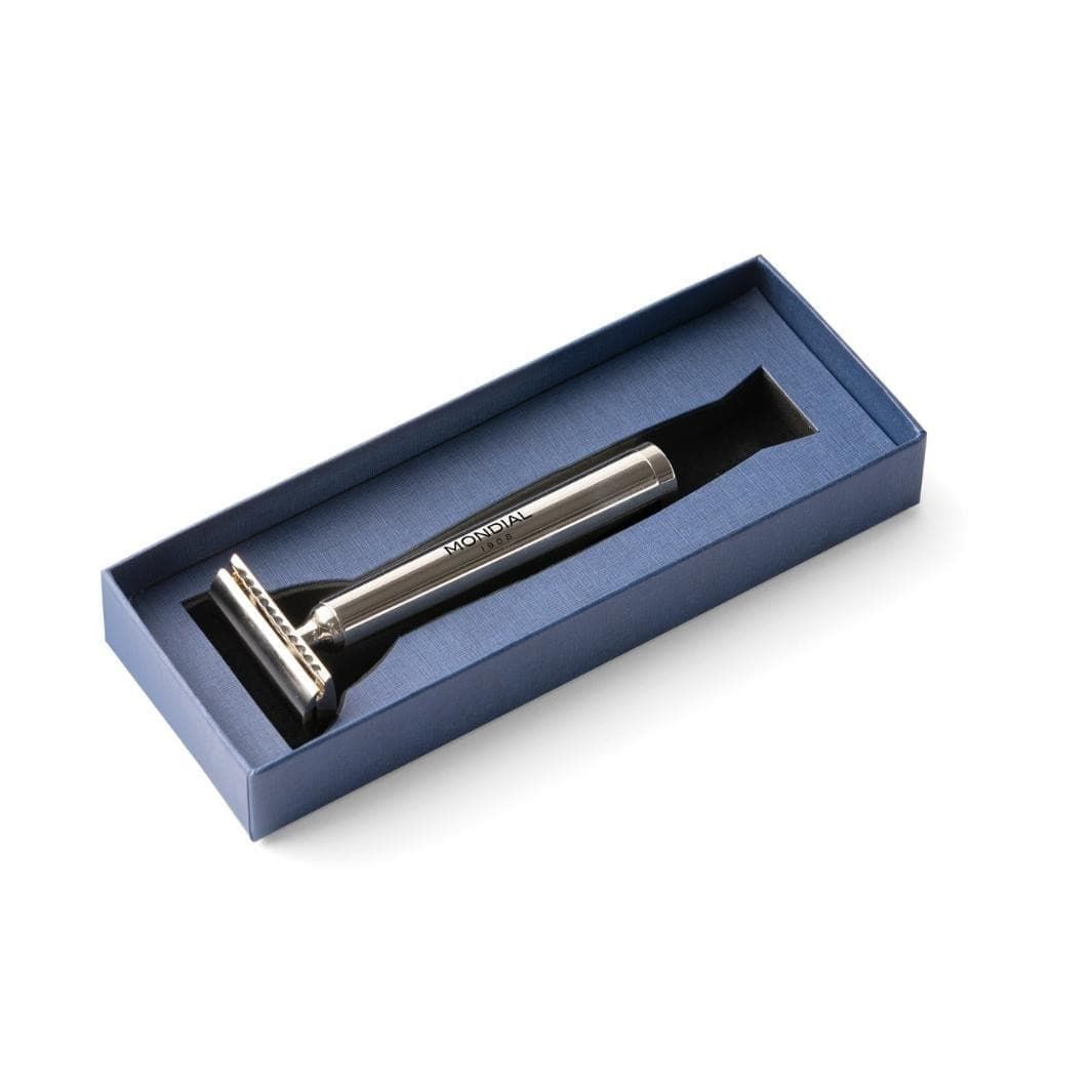 Vespucci Safety Razor with Handle in Shiny Nickel Metal