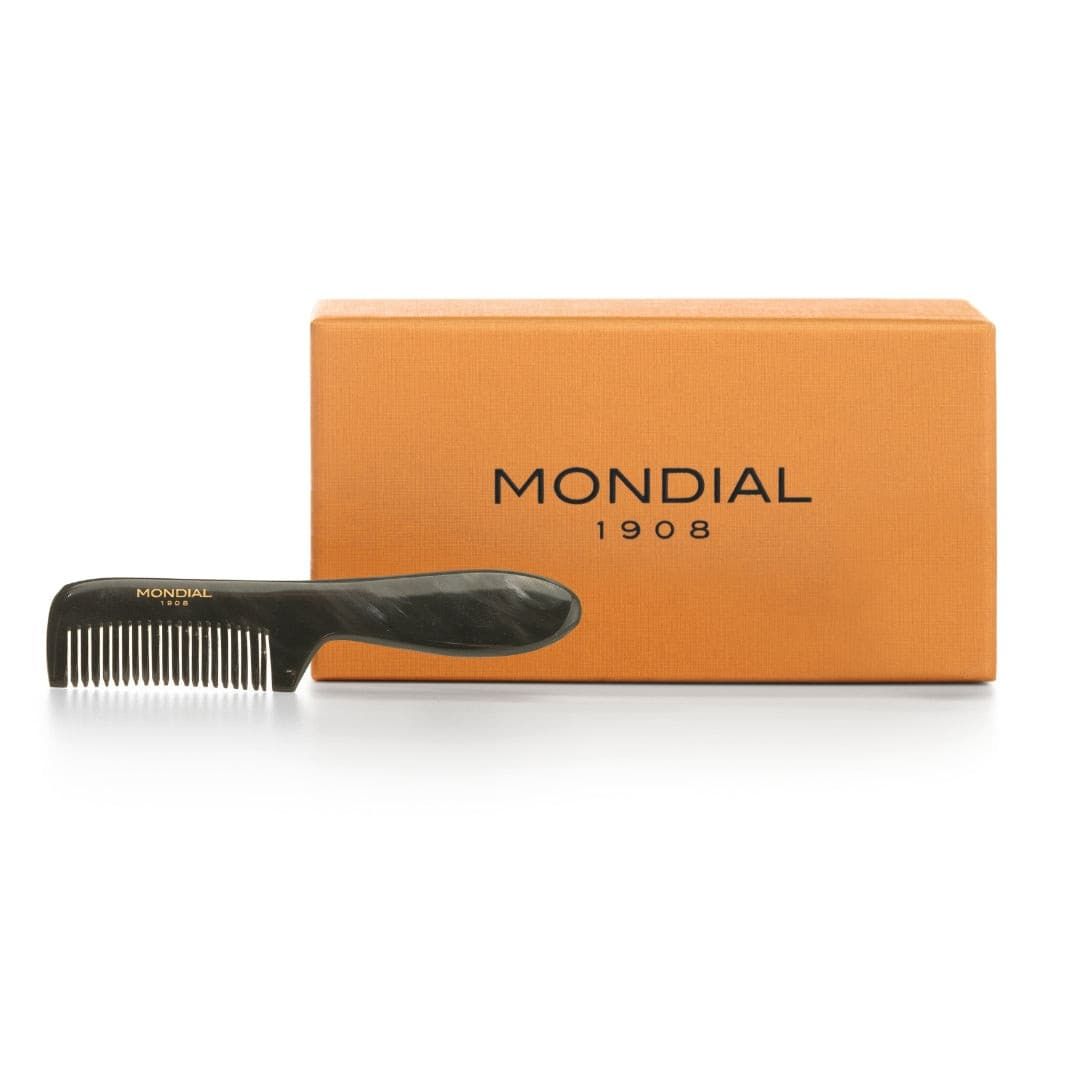 Natural Horn Beard Comb with Handle: 95mm