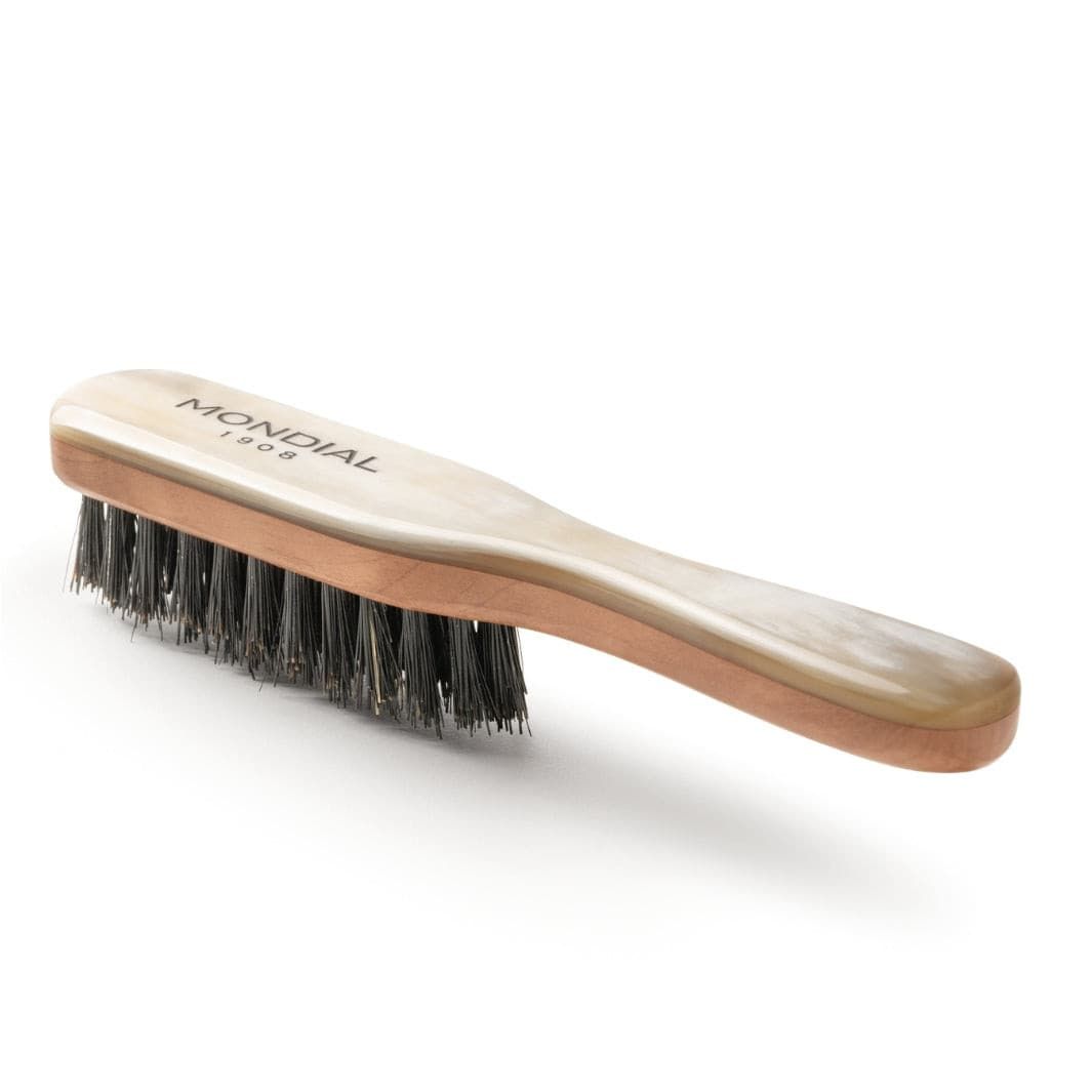 Beard Brush with Horn Handle & Black Bristle: 126mm