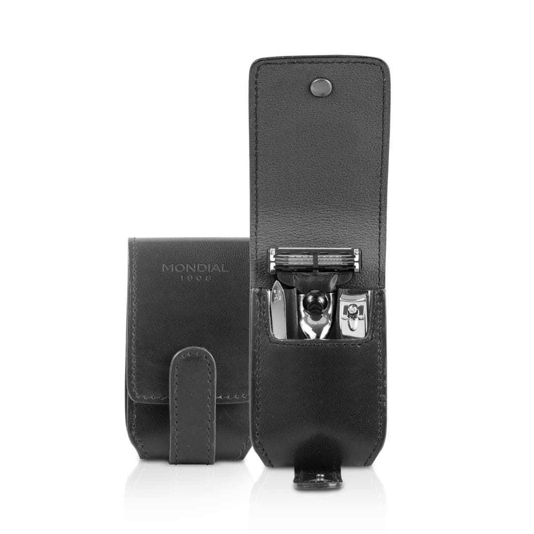 3-Piece Travel Razor & Manicure Set in Tuscan Leather