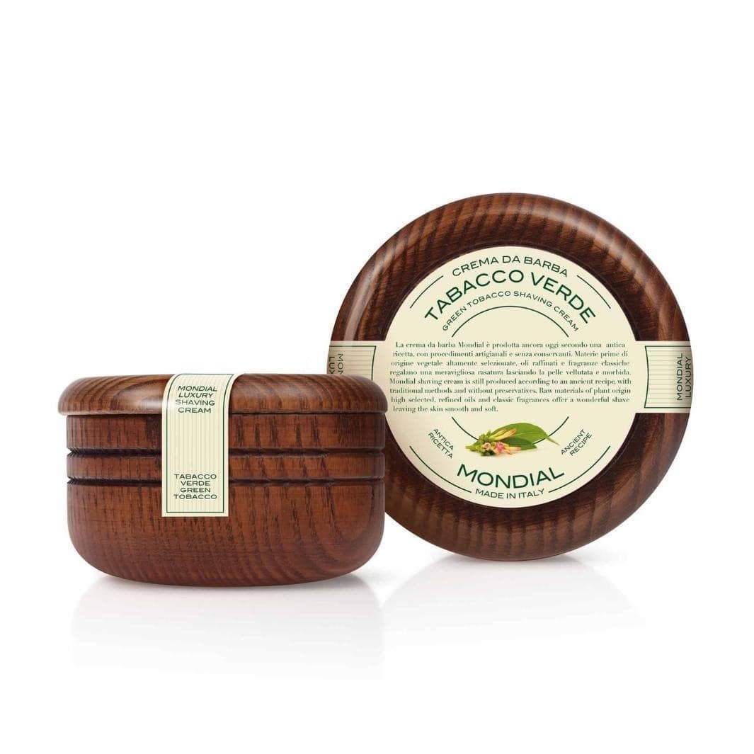 Green Tobacco Shaving Cream in Wood Bowl...