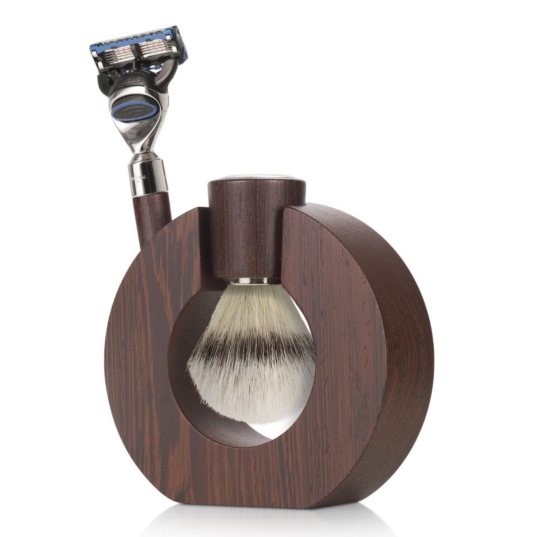 Sphaera Wengé Wood Shaving Set with Silv...