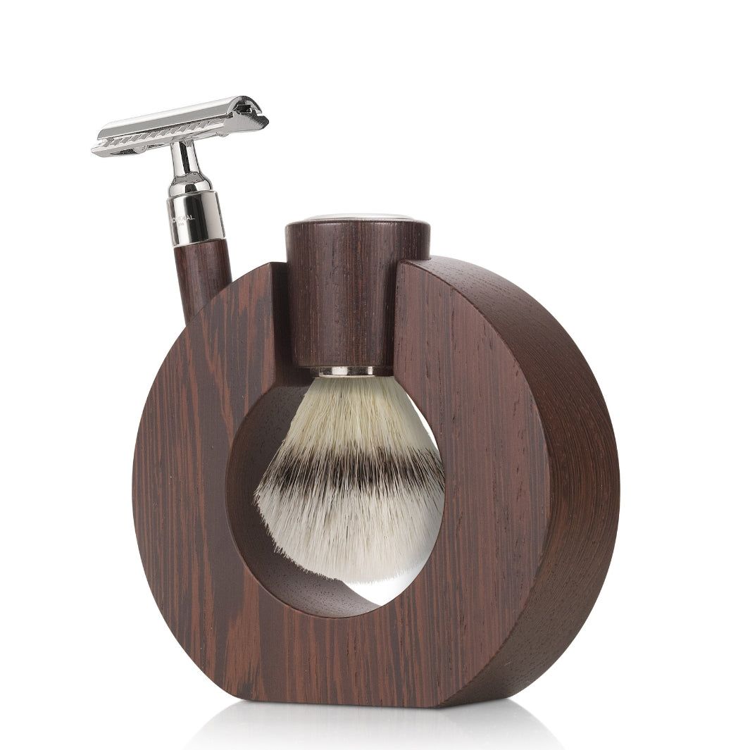 Sphaera Wengé Wood Shaving Set with Silv...