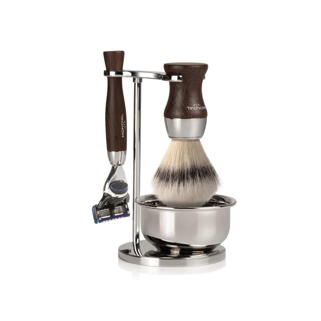 Heritage Wengé Shaving Set: Chrome Stand...