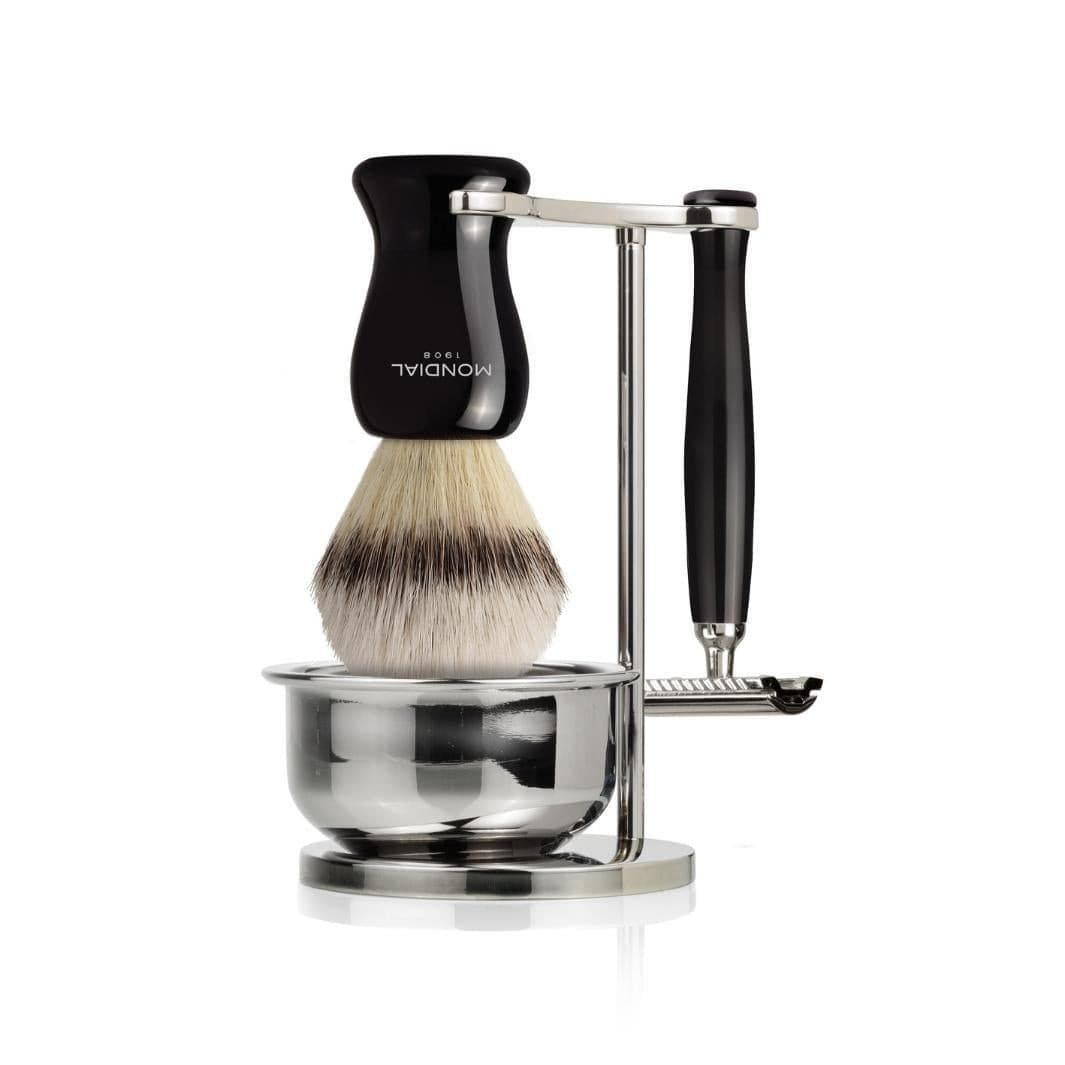 Gibson Shaving Set: Chrome Bowl Stand + ...