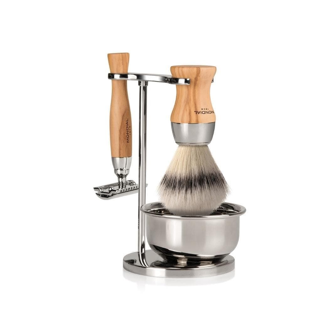 Heritage Olive Shaving Set: Chrome Stand...