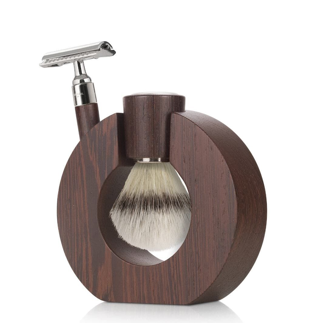Sphaera Wengé Wood Shaving Set with Silv...