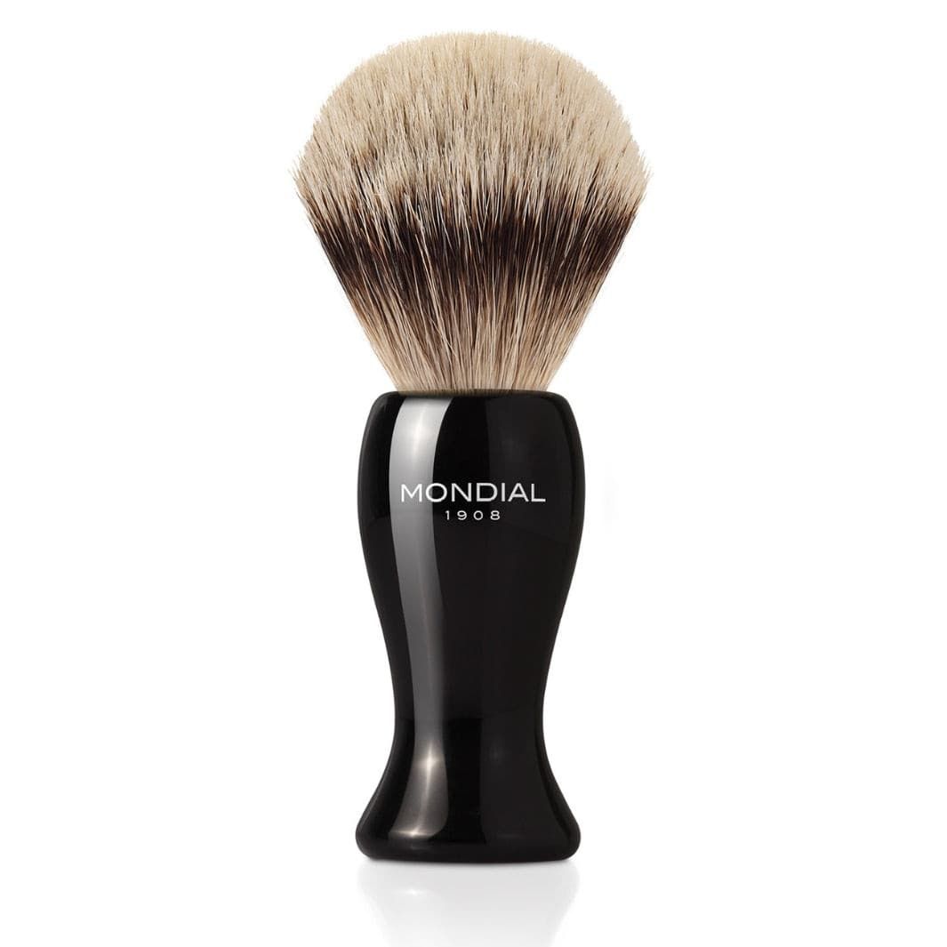 Bolton Black Resin Brush with Silvertip Badger: L